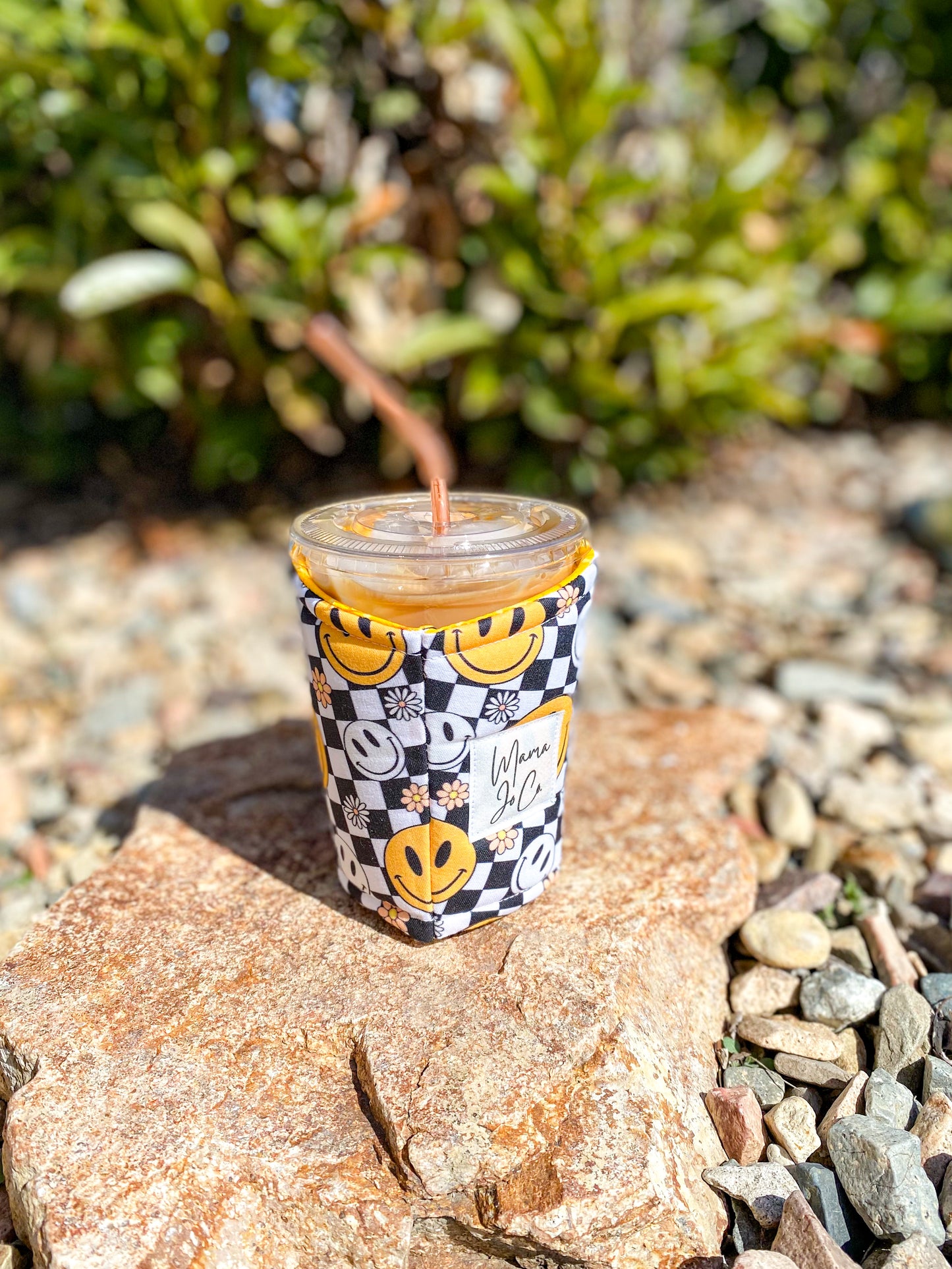 Smiley Checkered Coffee Coozie