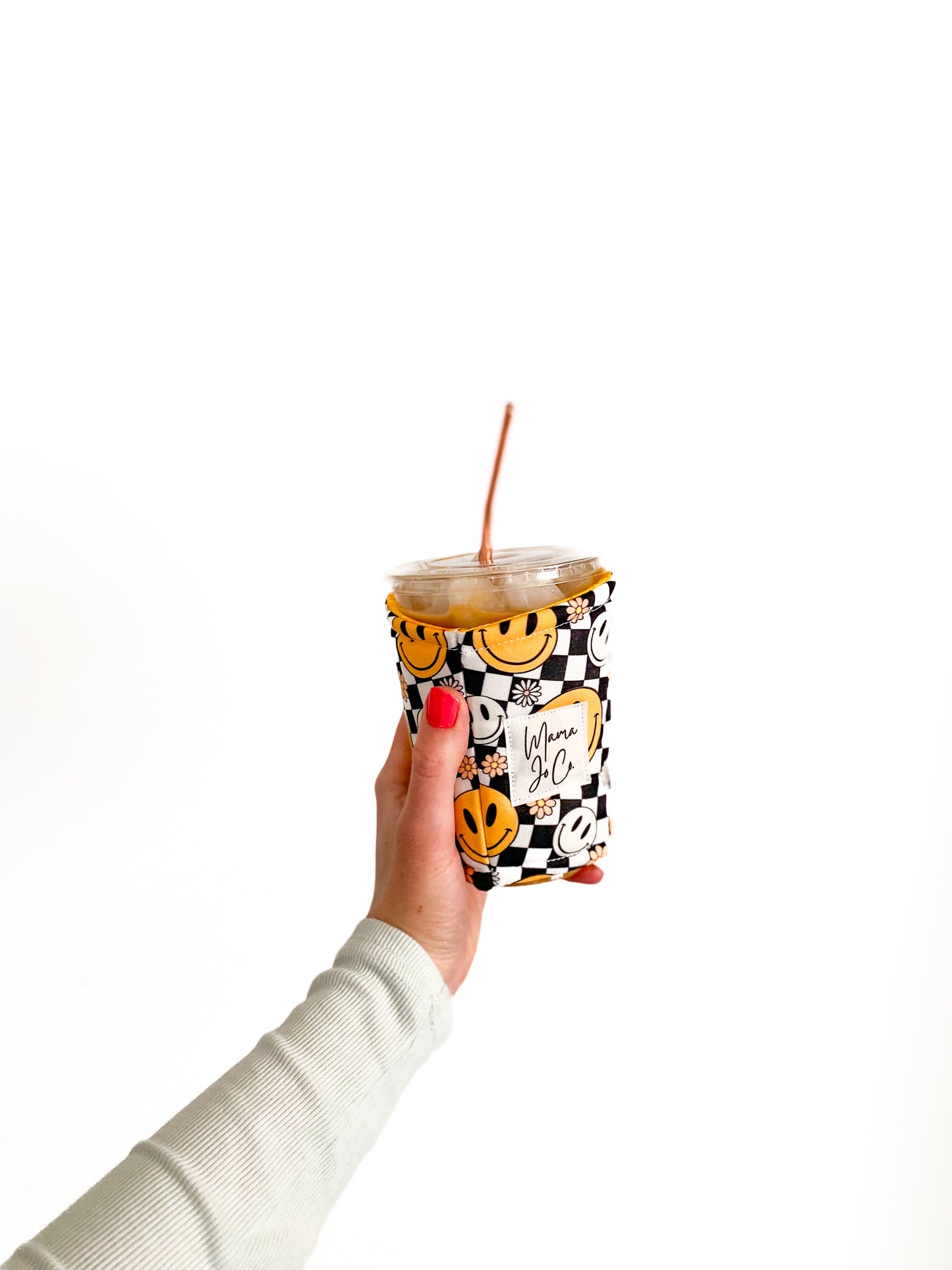 Smiley Checkered Coffee Coozie