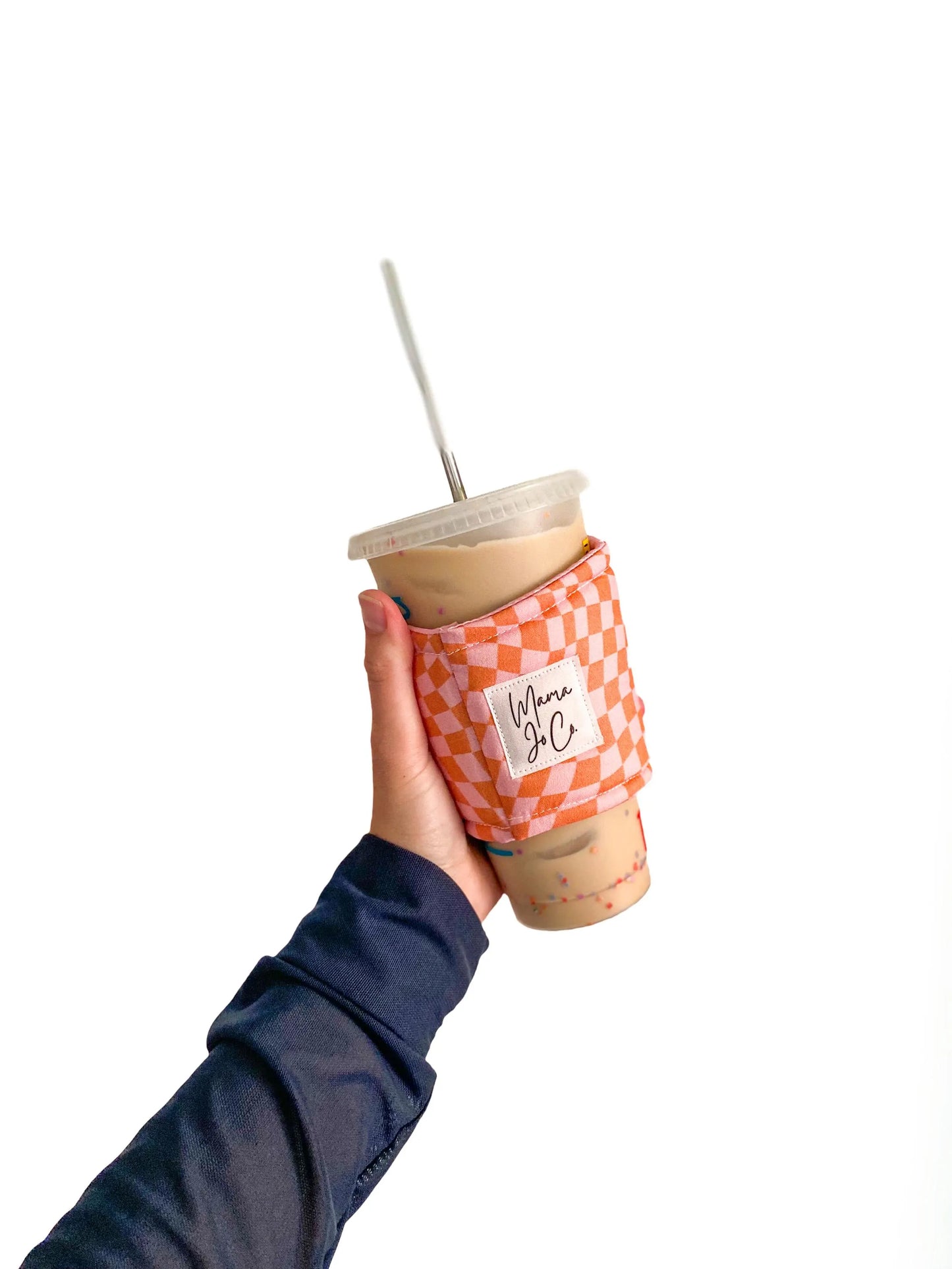 Pink Wavy Check Insulated Coffee Coozie